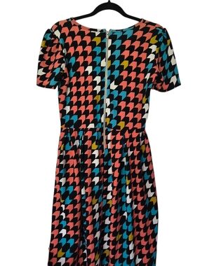 LuLaRoe Amelia Dress Medium Multicolor Geometric Fit Flare Knee Length